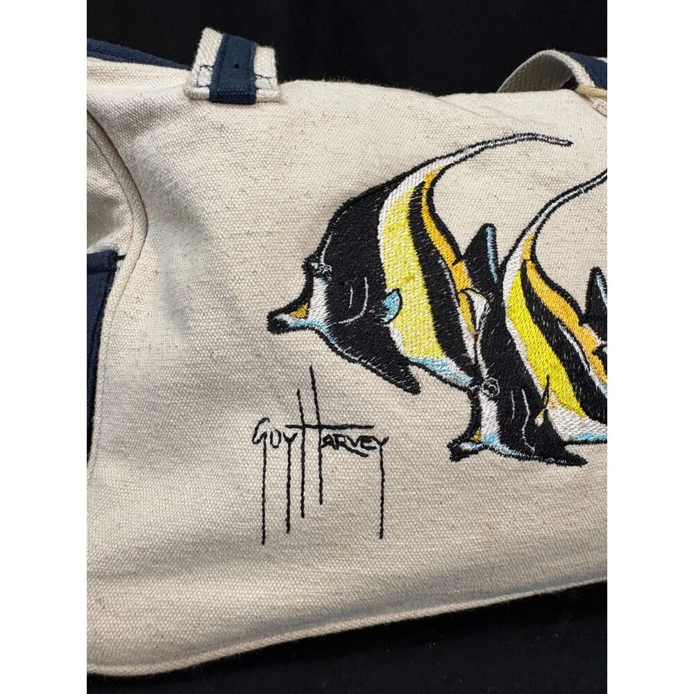 Guy Harvey Embroidered Moorish Idol Canvas Tote Bag